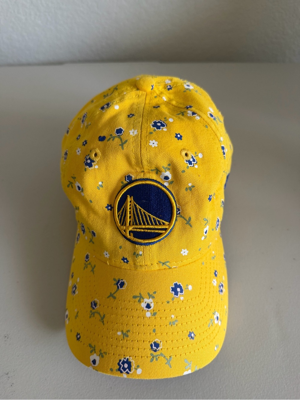 New Era Yellow Floral Baseball Cap with Blue Team Patch